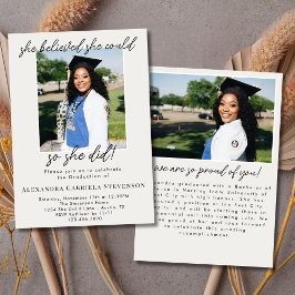 Invitación Off White 2 Photo Script Graduation Announcement