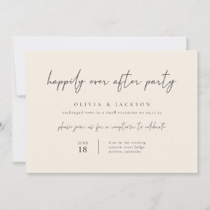 Invitación Off White Modern Feliz Nunca Después De La Invitac