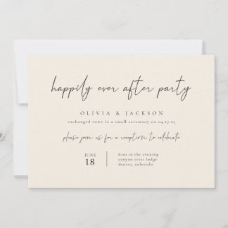 Invitación Off White Modern Feliz Nunca Después De La Invitac