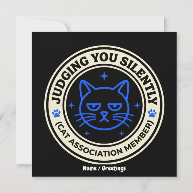 Invitación Official Cat Association Member Judging You Silen (Anverso)