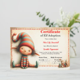 Invitación Official North Pole Elf Adoption Certificate 