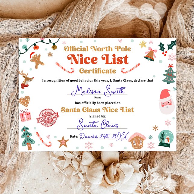 Invitación Official North Pole Nice List Certificate Santa (Subido por el creador)
