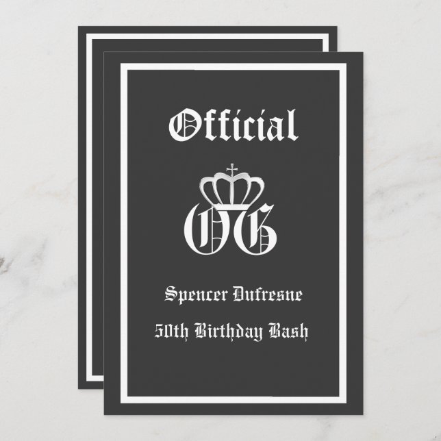 Invitación oficial de cumpleaños de OG (Anverso / Reverso)