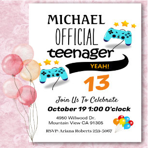 Invitación oficial de cumpleaños para adolescente