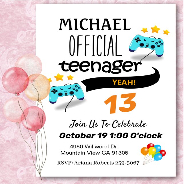 Invitación oficial de cumpleaños para adolescente  (Subido por el creador)