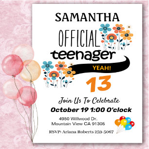 Invitación oficial de cumpleaños para adolescente