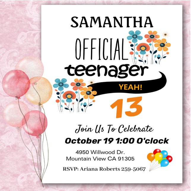Invitación oficial de cumpleaños para adolescente (Subido por el creador)