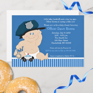 Invitación Oficial de policía Bebé Embarazo Ducha Cop Bebé