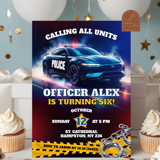 Invitación Oficial de policía Cop Car Birday Boy (Subido por el creador)