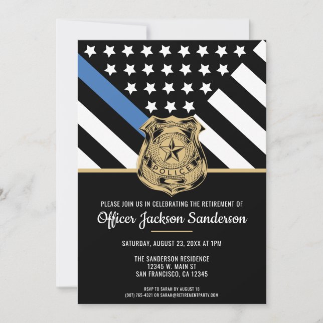Invitación Oficial de policía Fiesta de Jubilación (Anverso)