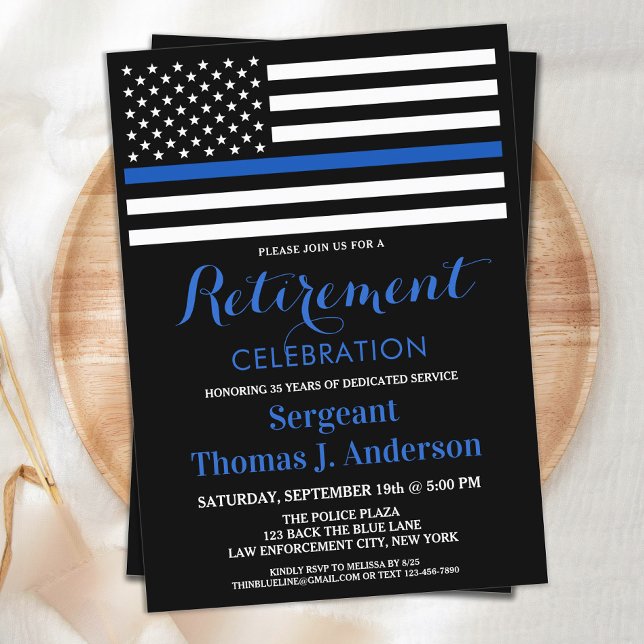 Invitación Oficial de policía Fiesta de Jubilación Línea Azul (Subido por el creador)