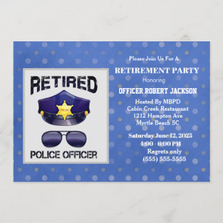Invitación Oficial de policía retirado: Gorra y sombrillas