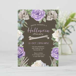 Invitación Oficina anual de Halloween: Rosas y cráneos de Fie