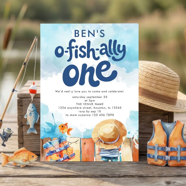 Invitación Ofishally One Fisherman Boy 1st Birthday (Subido por el creador)