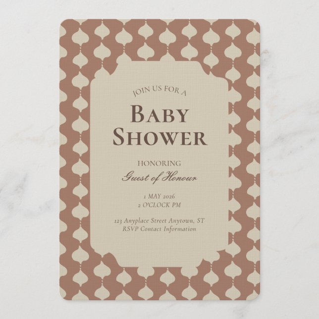 Invitación Ogee Raya Geométrico Neutro Beige Marrón (Anverso)