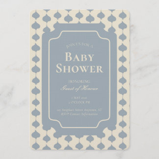 Invitación Ogee Stripe Geometric Gender Neutral Beige Blue