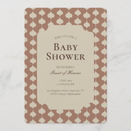 Invitación Ogee Stripe Geometric Gender Neutral Beige Brown