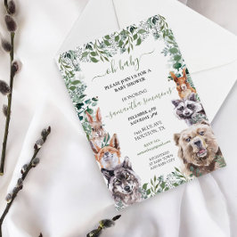 Invitación Oh Animales del bosque forestal de Baby Shower Woo