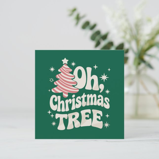 Invitación Oh árbol de Navidad Luces Feliz Navidad Navidad  (Anverso de pie)