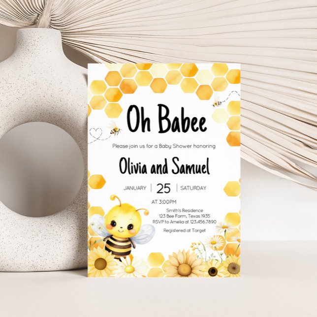 Invitación Oh Babee Bee Baby Shower (Oh Babee Baby Shower Invitation)