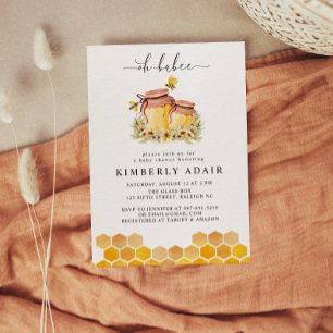 Invitación Oh Babee Color Amarillo Bumble Bee Floral
