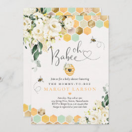 Invitación Oh Babee Greenery White Floral Baby Shower