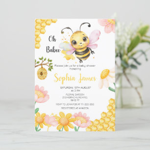 Invitación Oh Babee Honey bee Chica Baby Shower