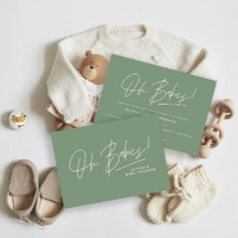 Invitación Oh Babies guión de ducha sage moderno verde