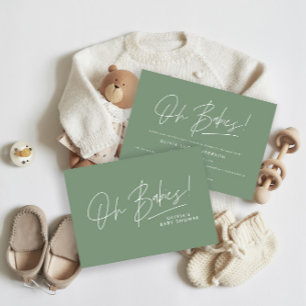 Invitación Oh Babies guión de ducha sage moderno verde