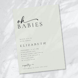 Invitación Oh Babies Sage Green Script Baby Shower