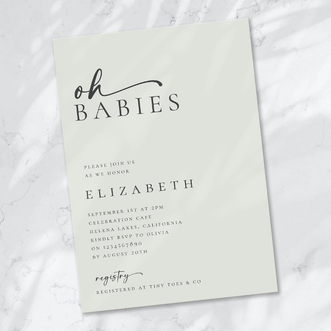 Invitación Oh Babies Sage Green Script Baby Shower (Subido por el creador)
