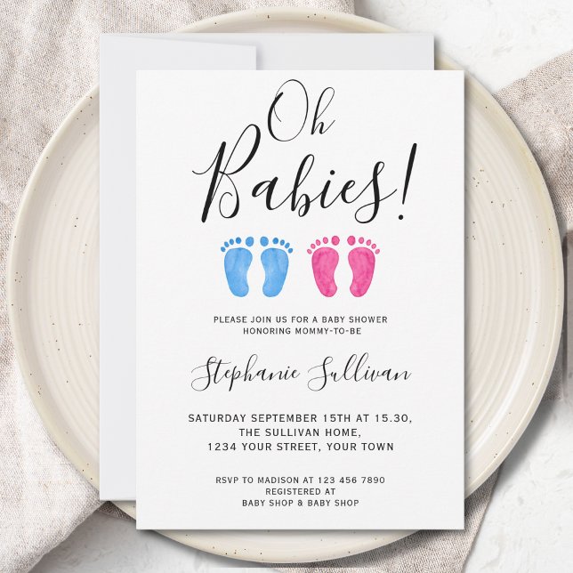 Invitación Oh Babies Twins Boy Y Chica Baby Shower (Subido por el creador)