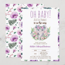 Invitación Oh Baby A Little Peanut Boho Elephant Baby Shower
