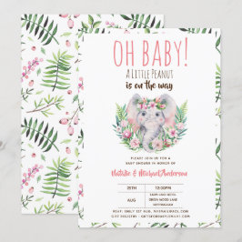 Invitación Oh Baby A Little Peanut Boho Elephant Baby Shower