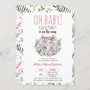 Invitación Oh Baby A Little Peanut Boho Elephant Baby Shower