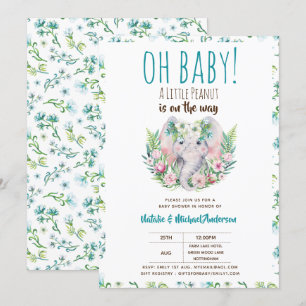 Invitación Oh Baby A Little Peanut Boho Elephant Baby Shower