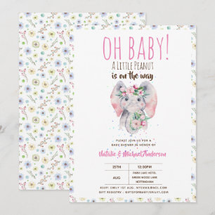 Invitación Oh Baby A Little Peanut Boho Elephant Boho Flores