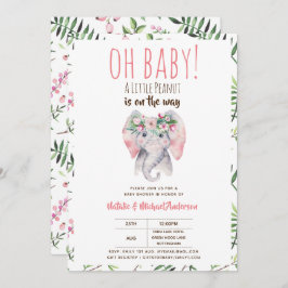 Invitación Oh Baby A Little Peanut Elephant Baby Shower Boho