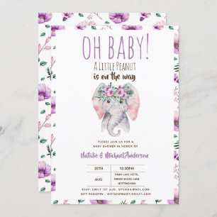Invitación Oh Baby A Little Peanut Elephant Baby Shower Boho
