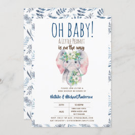Invitación Oh Baby A Little Peanut Elephant Boho Floral Moda