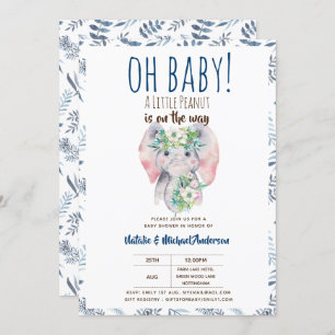 Invitación Oh Baby A Little Peanut Elephant Boho Floral Moda