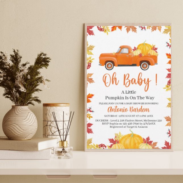 Invitación Oh Baby a Little Pumpkin Baby Shower (Subido por el creador)
