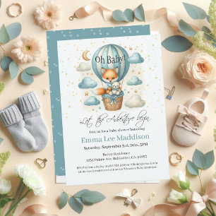Invitación Oh Baby Adventure empieza Fox en globo de aire cal