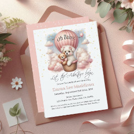 Invitación Oh Baby Adventure Puppy en globo de aire caliente
