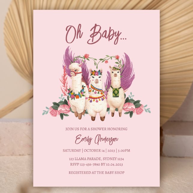 Invitación Oh Baby Alpaca Gender Neutral Llama Baby Shower (Subido por el creador)