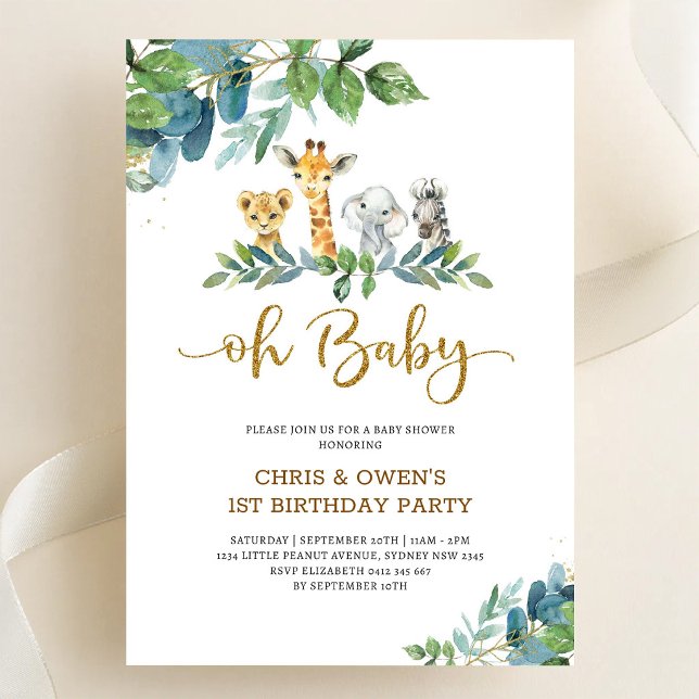 Invitación Oh Baby Animales Florales Cumpleaños (Subido por el creador)