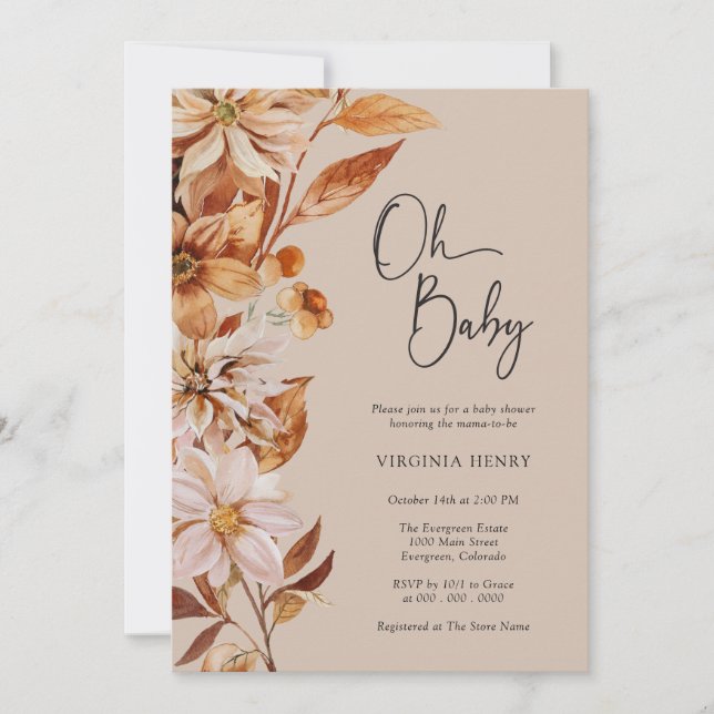 Invitación Oh Baby Baby Shower (Anverso)