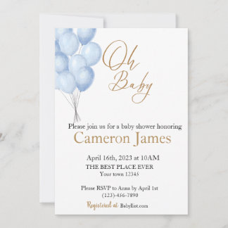 Invitación Oh Baby- Baby shower de globo
