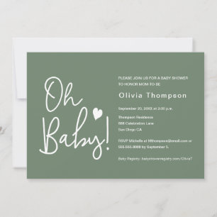 Invitación Oh Baby Baby Shower Green Gender neutral