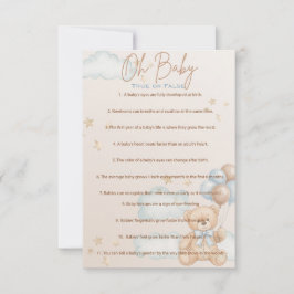 Invitación OH Baby, Baby Shower Trivia Game, True o False